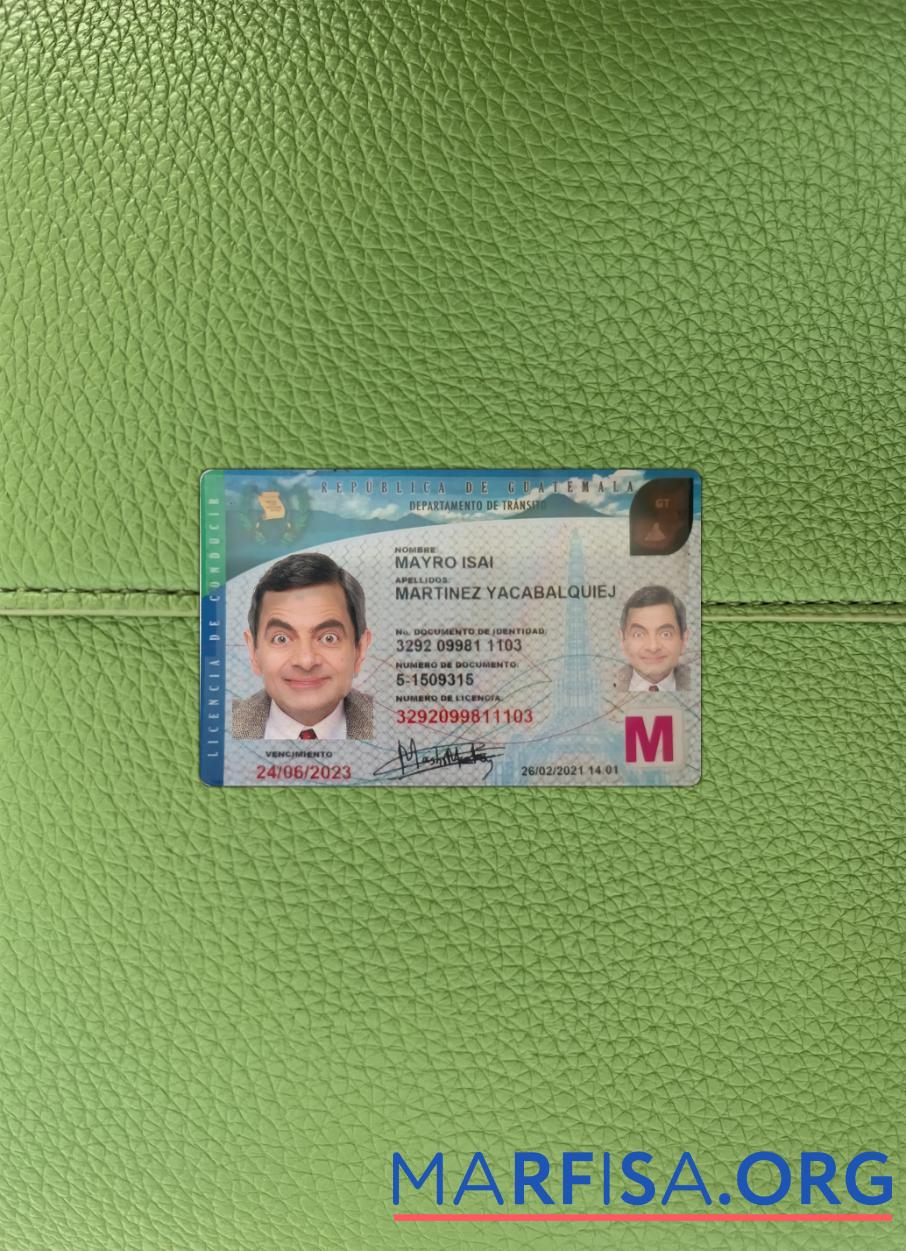 Realistic Guatemala driving license 2021 present photolook template